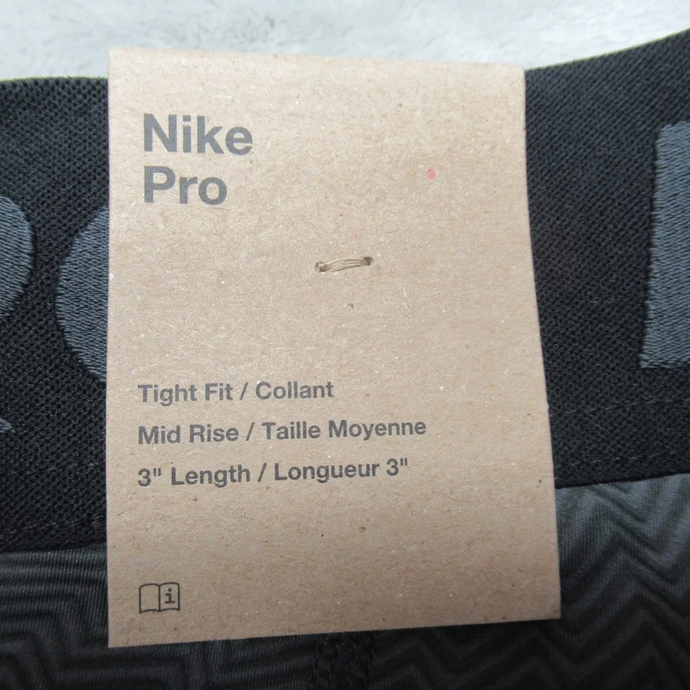 Nike Pro Shorts Women Small Gray Dri-FIT 3 Inch Mid Training‎ Printed $35 NEW
